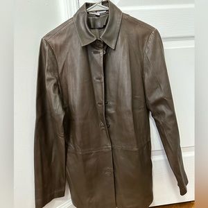 Real Clothes leather brown jacket —— Size 10 (fits S) —— Brown